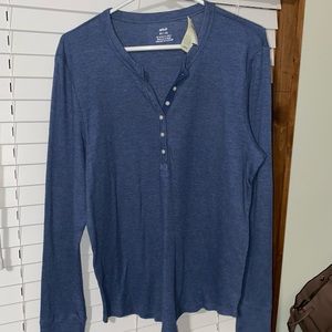Blue Henley Long Sleeve Top